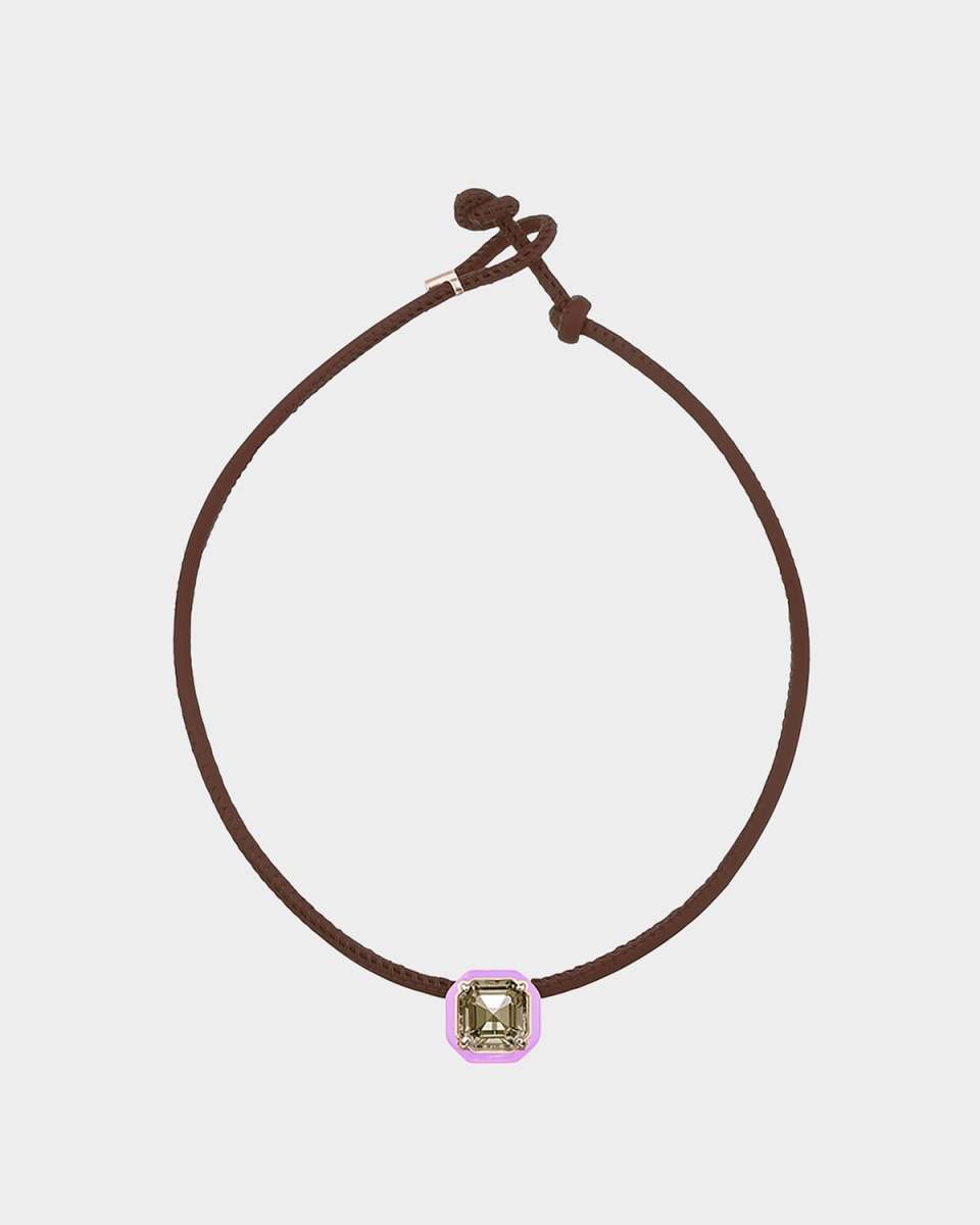 Pop Choker Necklace with Smoky Quartz Octagon Candy Settin
